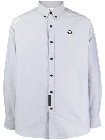 Aape By A Bathing Ape Logo-patch Cotton Shirt In Blue