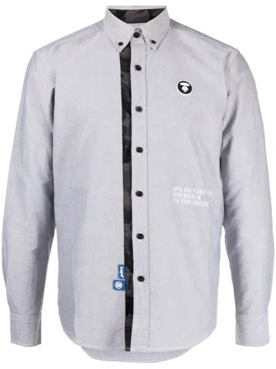 Aape By A Bathing Ape Logo-patch Cotton Shirt In Grau
