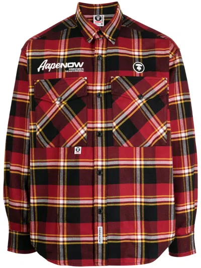 Aape By A Bathing Ape Logo-patch Cotton Shirt In Red
