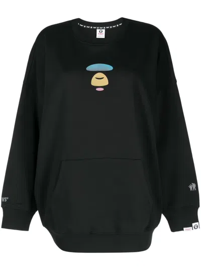 Aape By A Bathing Ape Logo-patch Cotton Sweatshirt In Black