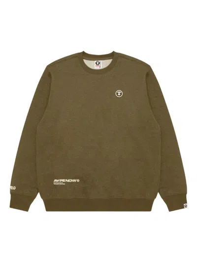 Aape By A Bathing Ape Logo-patch Crew-neck Sweater In Green