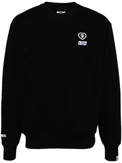 Aape By A Bathing Ape Logo-patch Crew-neck Sweatshirt In 黑色