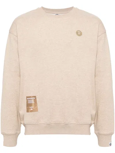 Aape By A Bathing Ape Logo-patch Crew-neck Sweatshirt In Neutrals