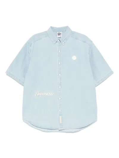 Aape By A Bathing Ape Logo-patch Denim Shirt In Blue