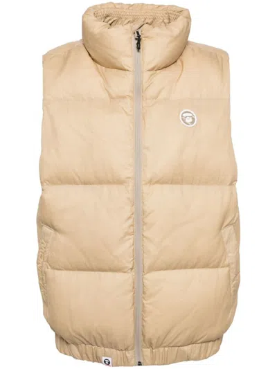 Aape By A Bathing Ape Logo-patch Down Vest In Brown