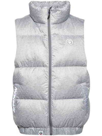 Aape By A Bathing Ape Logo-patch Down Vest In Grey