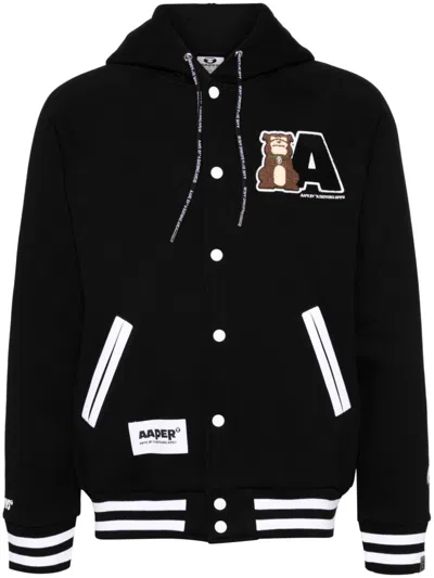 Aape By A Bathing Ape Logo-patch Hooded Jacket In Black