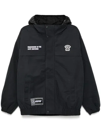 Aape By A Bathing Ape Logo Patch Hooded Jacket In Black