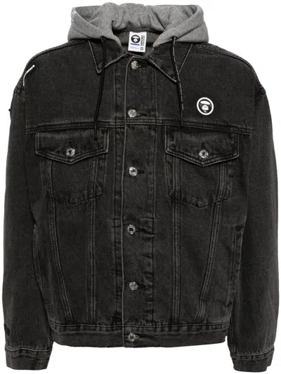 Aape By A Bathing Ape Logo-patch Hooded Jacket In Grey