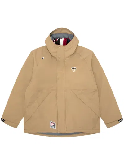 Aape By A Bathing Ape Logo-patch Layered Hooded Jacket In Neutrals