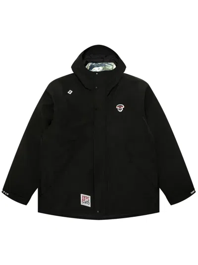 Aape By A Bathing Ape Logo-patch Layered Hooded Jacket In Schwarz
