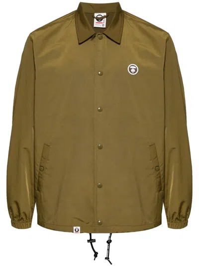 Aape By A Bathing Ape Logo-patch Long-sleeved Jacket In Brown