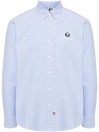 Aape By A Bathing Ape Logo-patch Long-sleeved Shirt In Blue