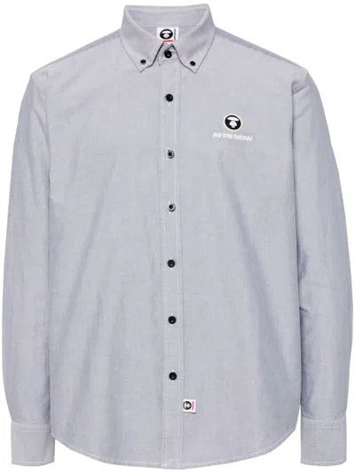 Aape By A Bathing Ape Logo-patch Long-sleeved Shirt In Grey