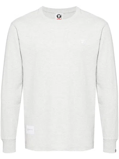 Aape By A Bathing Ape Logo-patch Long-sleeved T-shirt In Grey