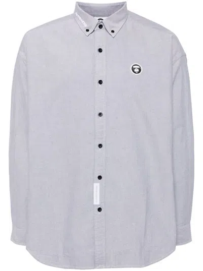 Aape By A Bathing Ape Logo-patch Long-sleeves Shirt In Blue