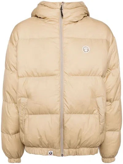 Aape By A Bathing Ape Logo Patch Padded Jacket In Neutrals
