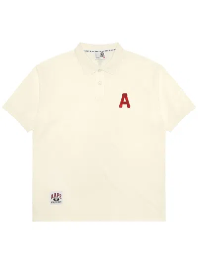 Aape By A Bathing Ape Logo-patch Polo Shirt In Neutrals