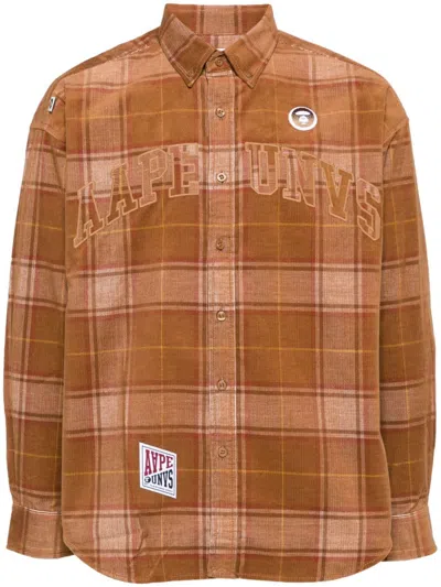 Aape By A Bathing Ape Logo-patch Shirt In Brown