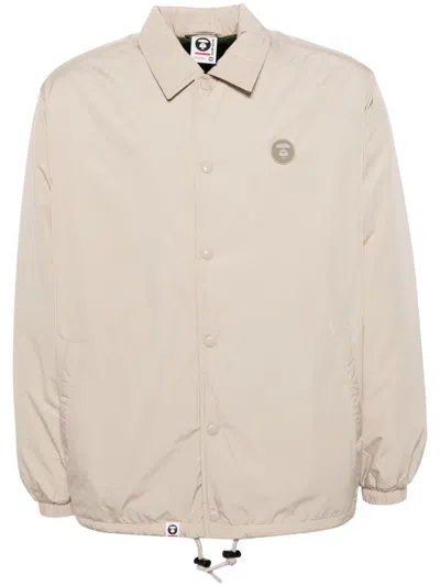 Aape By A Bathing Ape Logo-patch Shirt Jacket In Brown