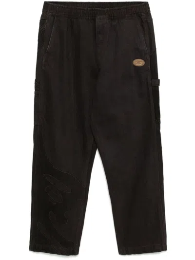 Aape By A Bathing Ape Logo Patch Straight-leg Trousers In Black
