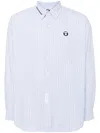 Aape By A Bathing Ape Logo-patch Striped Shirt In Blue