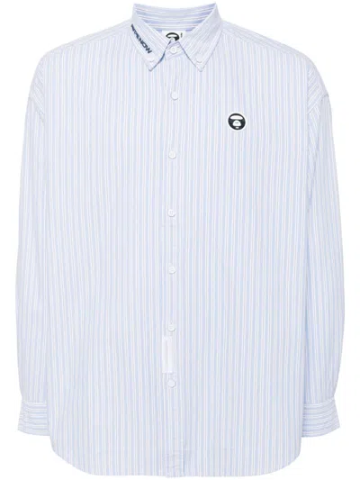 Aape By A Bathing Ape Logo-patch Striped Shirt In Blue