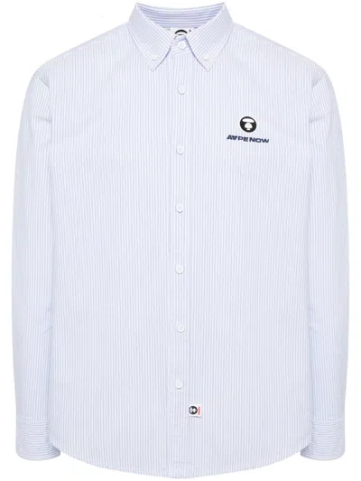 Aape By A Bathing Ape Logo-patch Striped Shirt In White