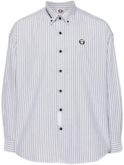 Aape By A Bathing Ape Logo-embroidered Cotton Shirt In Grey