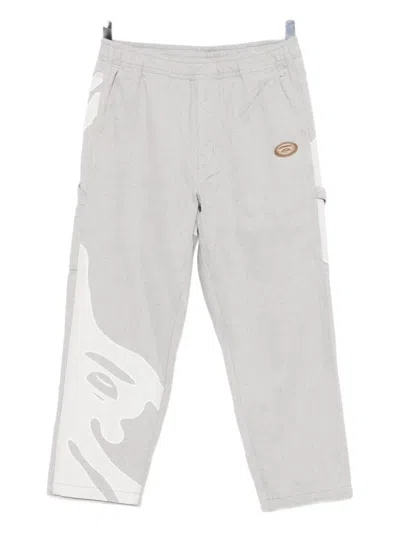 Aape By A Bathing Ape Logo-patch Trousers In Gray
