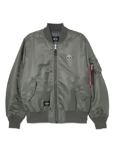 Aape By A Bathing Ape Logo-patched Bomber Jacket In Green