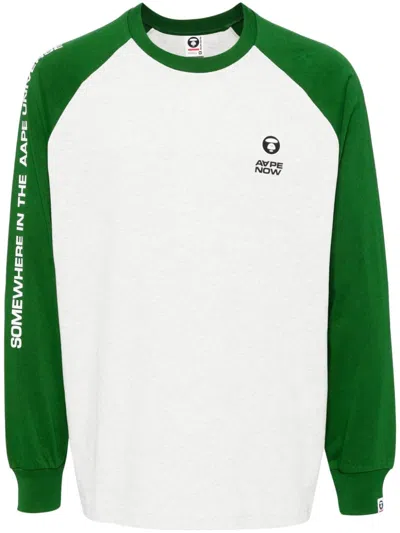 Aape By A Bathing Ape Logo-patched Raglan-sleeved T-shirt In Grx Green