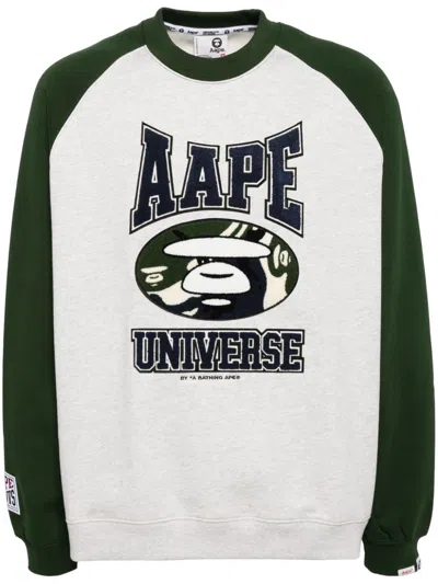 Aape By A Bathing Ape Logo Patched Sweatshirt In Green