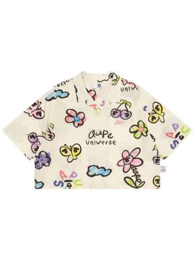 Aape By A Bathing Ape Floral-print Button-up Shirt In Neutrals