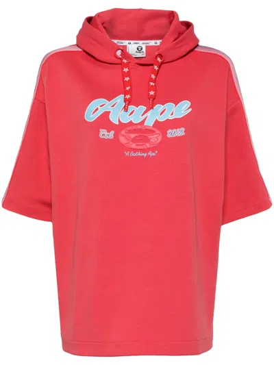 Aape By A Bathing Ape Logo-print Cotton Blend Hoodie In Pink