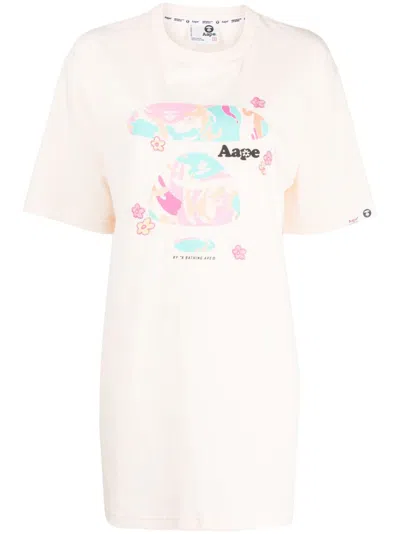 Aape By A Bathing Ape Logo-print Cotton-jersey T-shirt In Neutrals