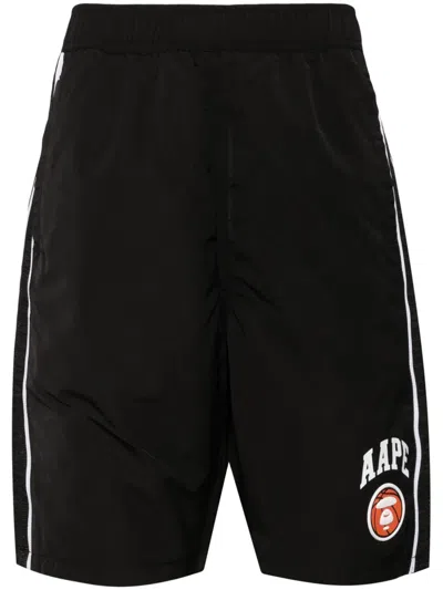 Aape By A Bathing Ape Logo-print Cotton Shorts In Bkx