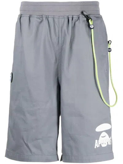 Aape By A Bathing Ape Logo-print Cotton Shorts In Grey