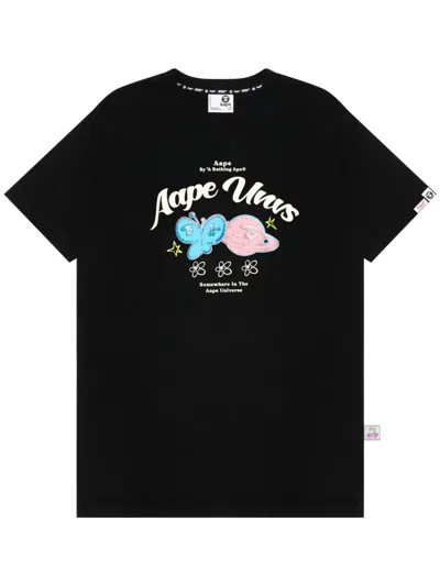 Aape By A Bathing Ape Logo-print Cotton T-shirt In Black