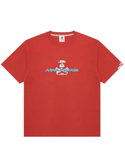 Aape By A Bathing Ape Logo-print Cotton T-shirt In Rot