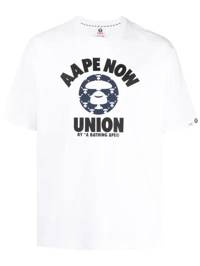 Aape By A Bathing Ape Logo-print Cotton T-shirt In Weiss