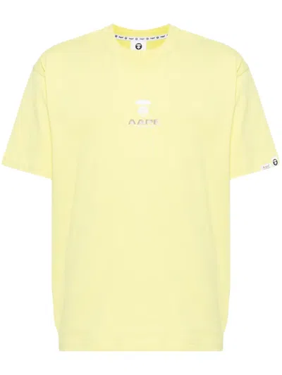 Aape By A Bathing Ape Logo-print Cotton T-shirt In Yellow