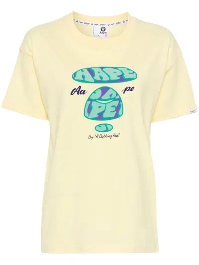Aape By A Bathing Ape Logo-print Cotton T-shirt In Yellow