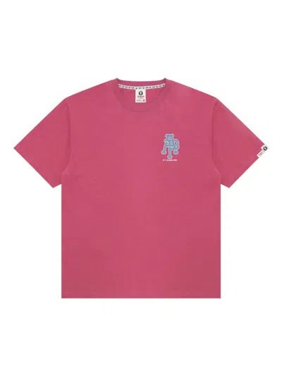 Aape By A Bathing Ape Logo-print Crew-neck T-shirt In Pink