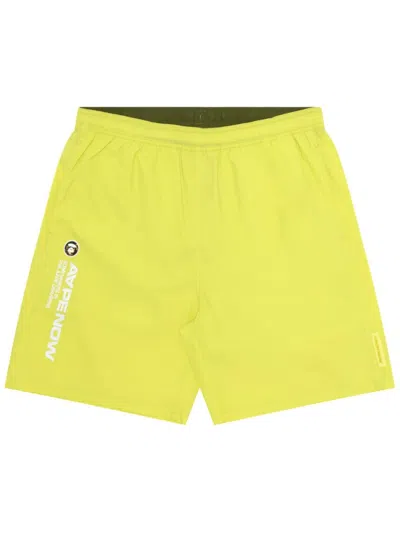 Aape By A Bathing Ape Logo-print Elasticated Shorts In 黄色