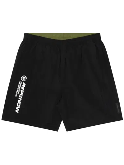 Aape By A Bathing Ape Logo-print Elasticated Shorts In Black