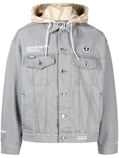 Aape By A Bathing Ape Logo-print Hooded Jacket In Grey