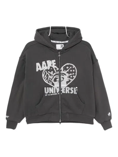 Aape By A Bathing Ape Logo-print Hoodie In Gray