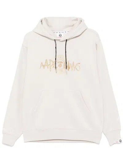 Aape By A Bathing Ape Logo-print Hoodie In Neutrals