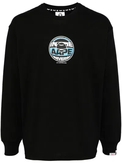 Aape By A Bathing Ape Logo-print Long-sleeve T-shirt In Bkx Black